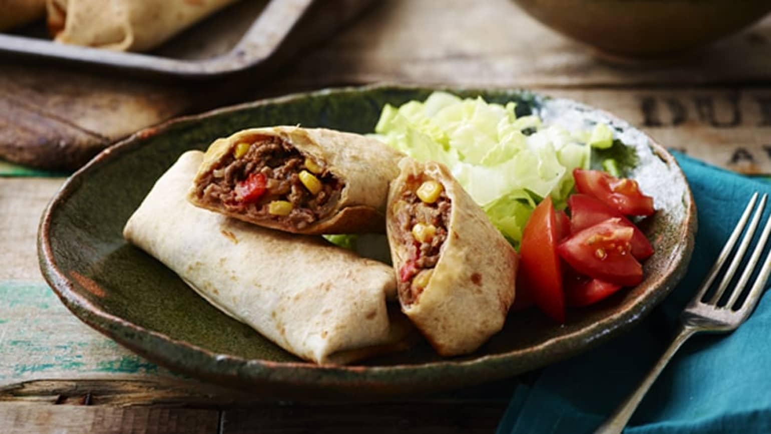 beef and bean chimichangas
